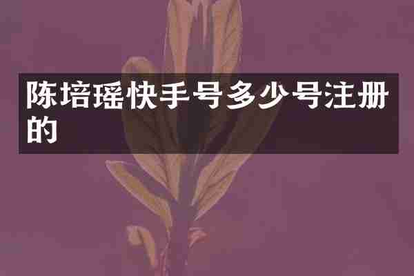 陈培瑶快手号多少号注册的