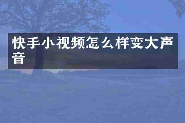 快手小视频怎么样变大声音
