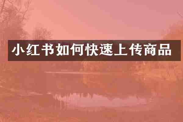 小红书如何快速上传商品
