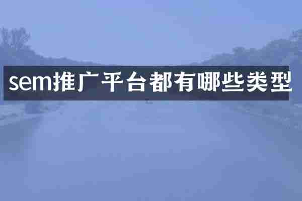 sem推广平台都有哪些类型