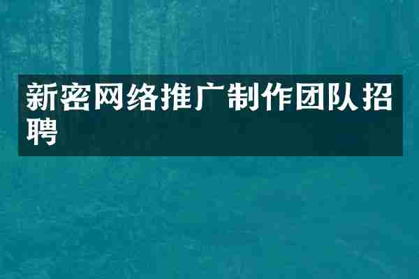 新密网络推广制作团队招聘