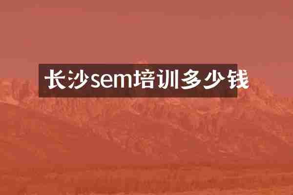 长沙sem培训多少钱