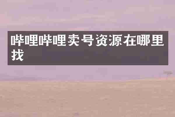 哔哩哔哩卖号资源在哪里找