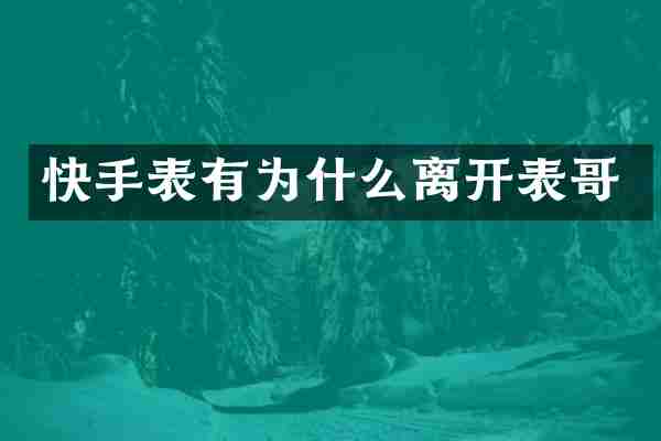 快手表有为什么离开表哥