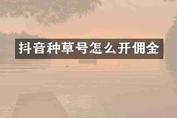 抖音种草号怎么开佣金