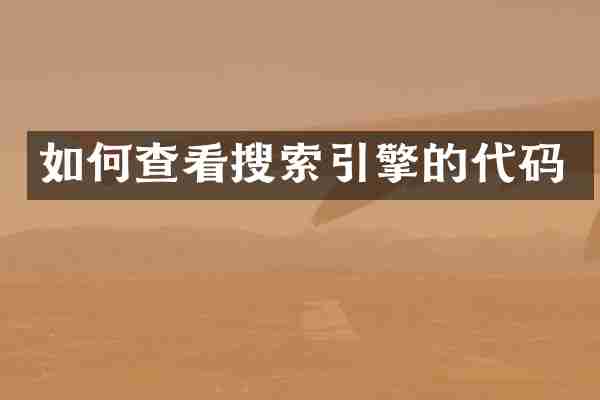 如何查看搜索引擎的代码