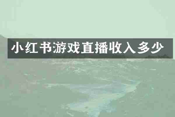 小红书游戏直播收入多少