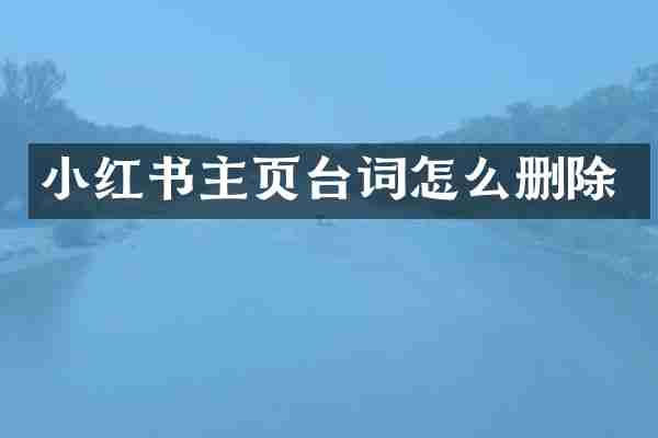 小红书主页台词怎么删除