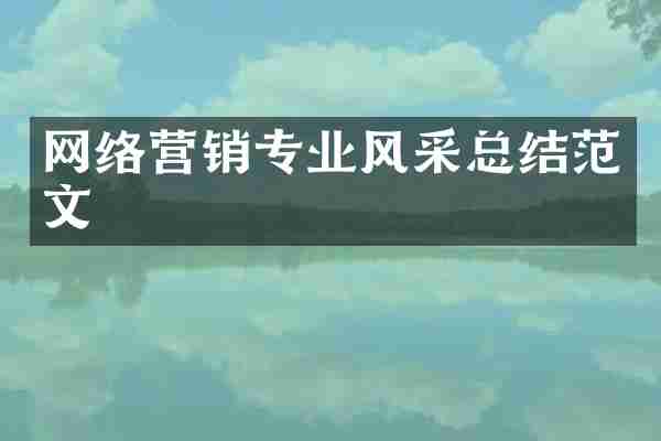 网络营销专业风采总结范文