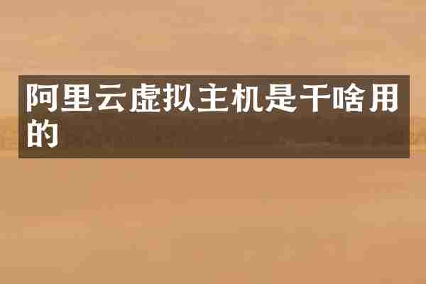 阿里云虚拟主机是干啥用的