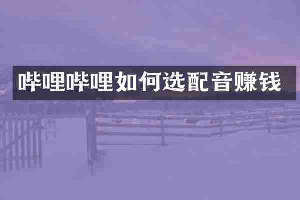 哔哩哔哩如何选配音赚钱
