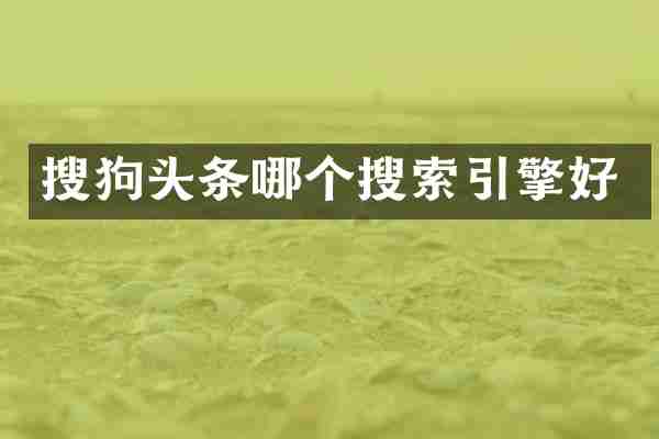搜狗头条哪个搜索引擎好