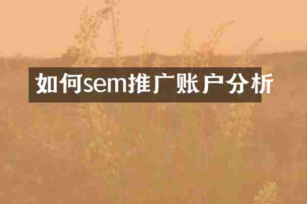 如何sem推广账户分析