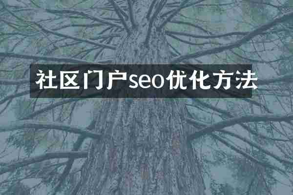 社区门户seo优化方法