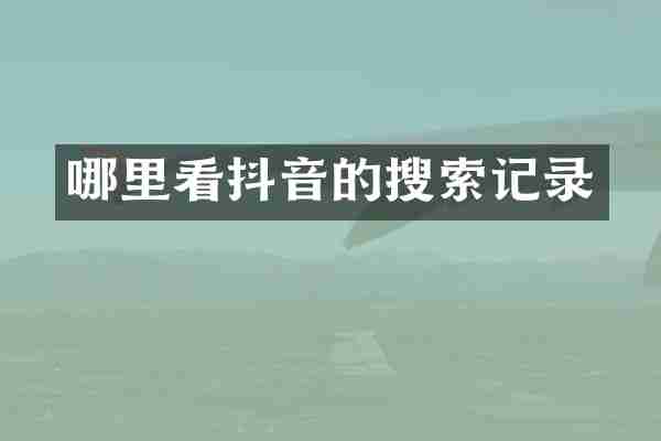 哪里看抖音的搜索记录