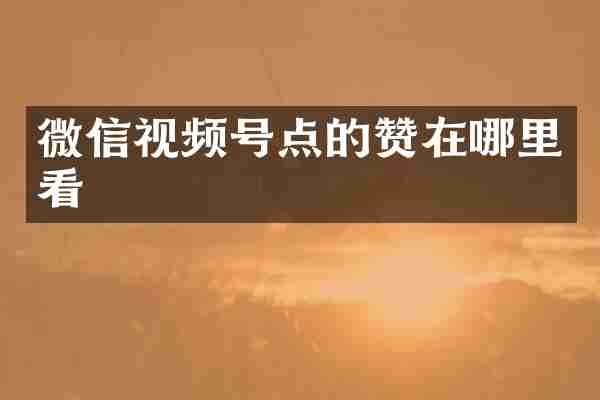 微信视频号点的赞在哪里看