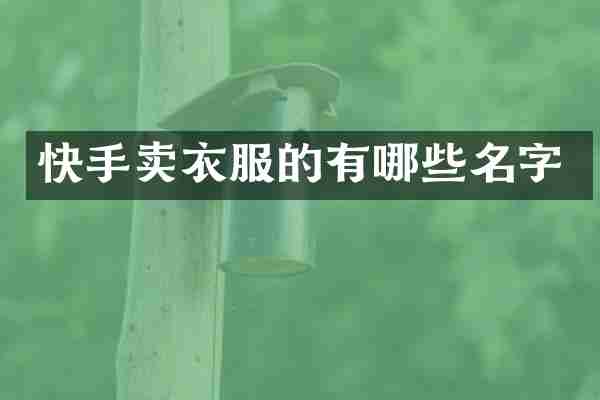 快手卖衣服的有哪些名字