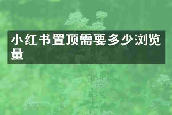 小红书置顶需要多少浏览量