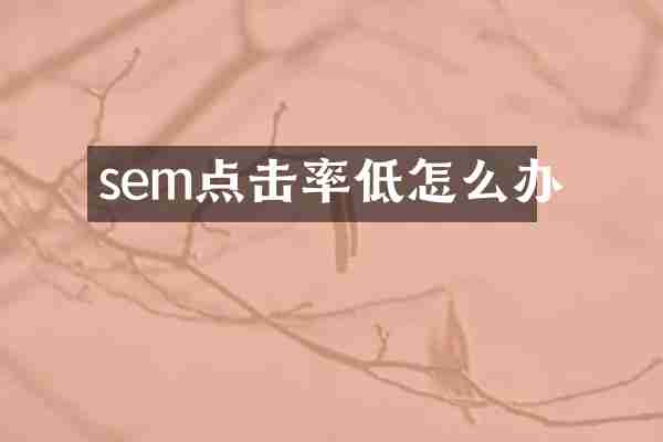 sem点击率低怎么办
