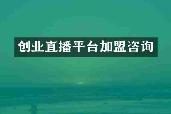 创业直播平台加盟咨询
