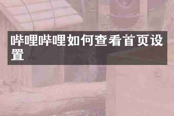 哔哩哔哩如何查看首页设置