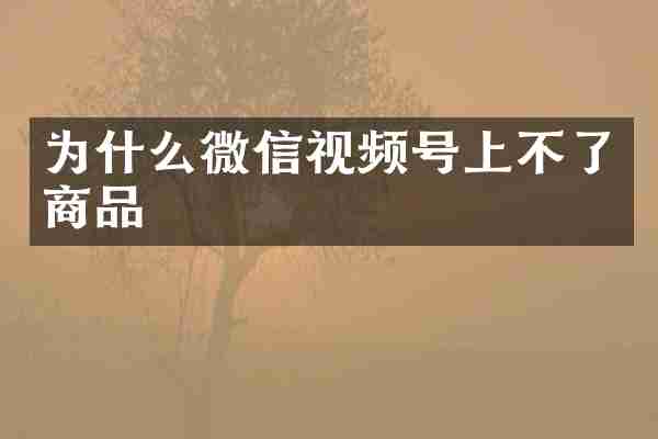 为什么微信视频号上不了商品