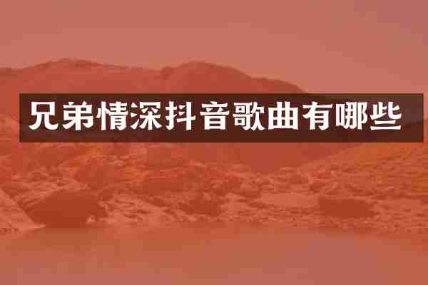兄弟情深抖音歌曲有哪些