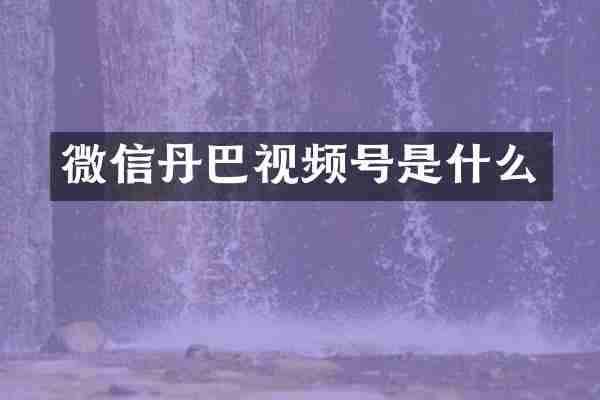微信丹巴视频号是什么
