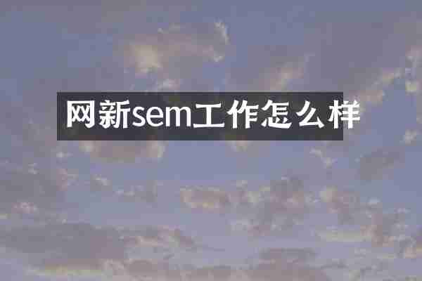 网新sem工作怎么样