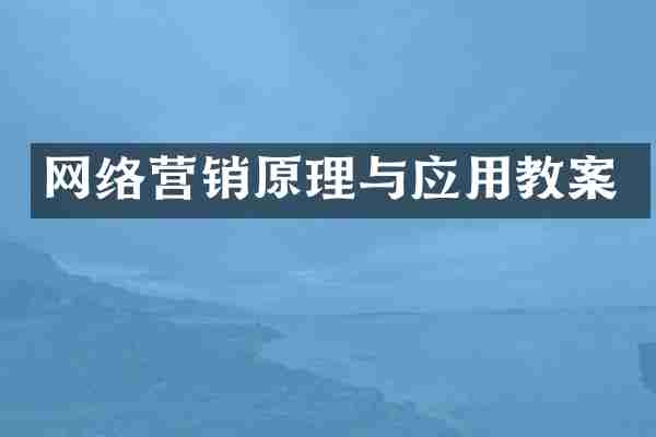 网络营销原理与应用教案