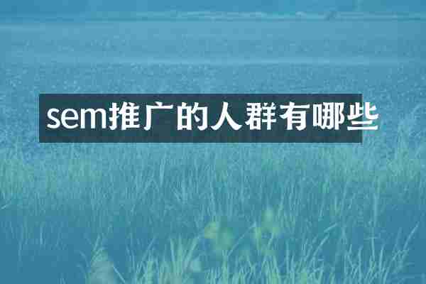 sem推广的人群有哪些