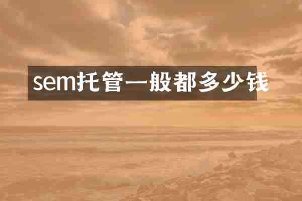 sem托管一般都多少钱