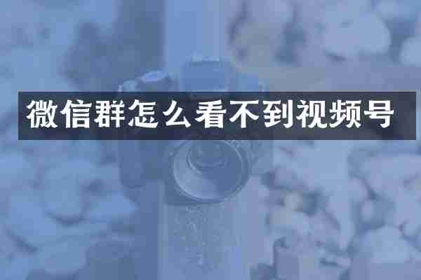 微信群怎么看不到视频号