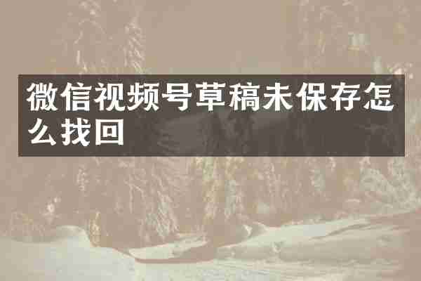 微信视频号草稿未保存怎么找回