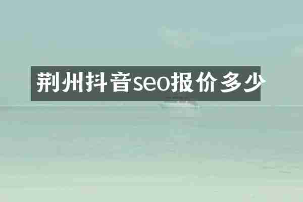 荆州抖音seo报价多少