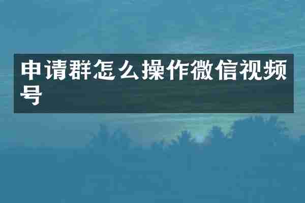 申请群怎么操作微信视频号