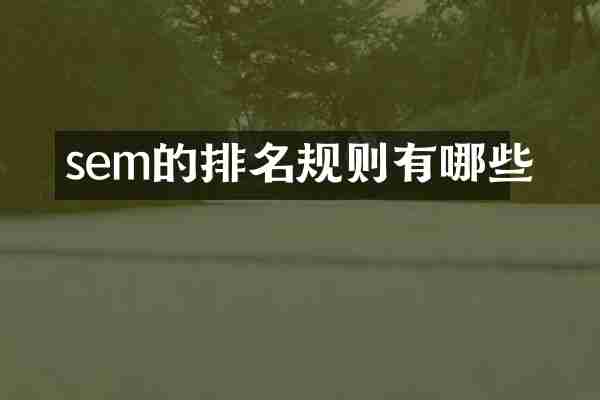 sem的排名规则有哪些