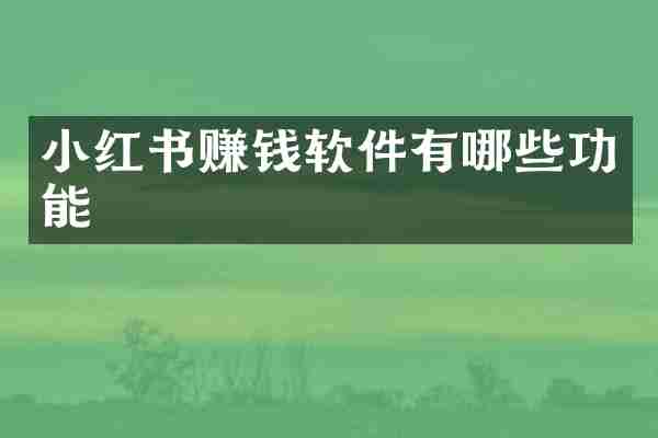 小红书赚钱软件有哪些功能