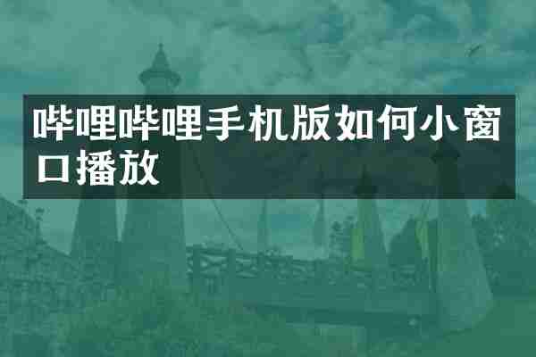 哔哩哔哩手机版如何小窗口播放