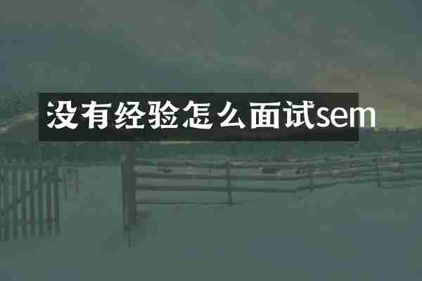没有经验怎么面试sem