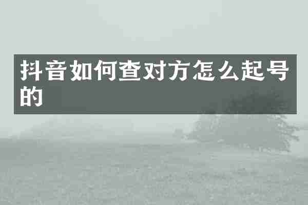 抖音如何查对方怎么起号的