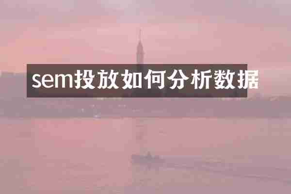 sem投放如何分析数据