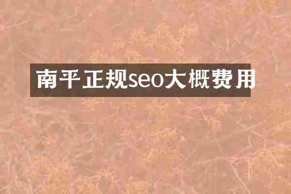 南平正规seo大概费用