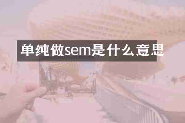 单纯做sem是什么意思