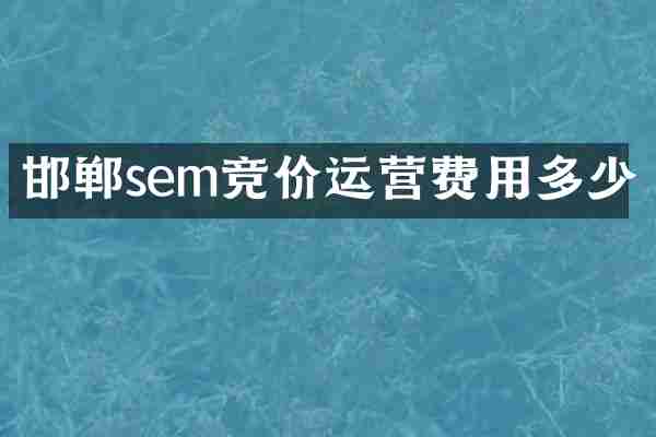 邯郸sem竞价运营费用多少
