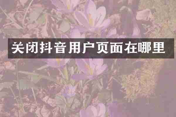 关闭抖音用户页面在哪里