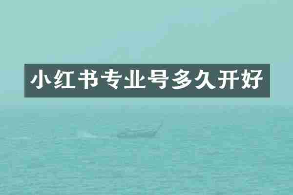 小红书专业号多久开好