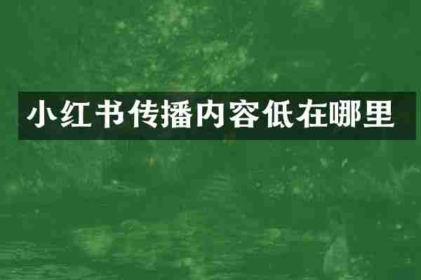小红书传播内容低在哪里