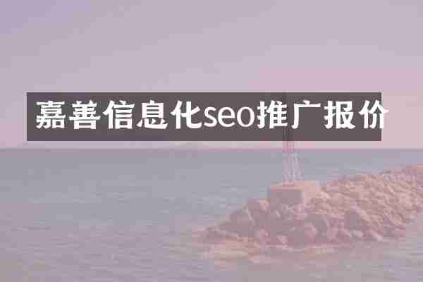 嘉善信息化seo推广报价