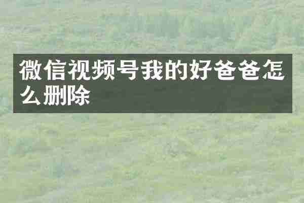 微信视频号我的好爸爸怎么删除